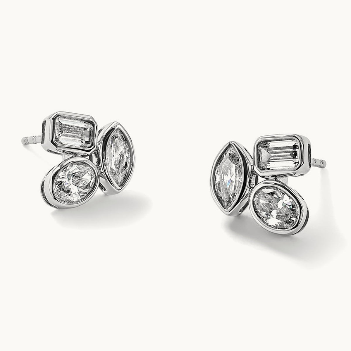 Emerald Oval & Marquise 3Stone Earrings, 2.00 ct tw Lab-Grown Diamond