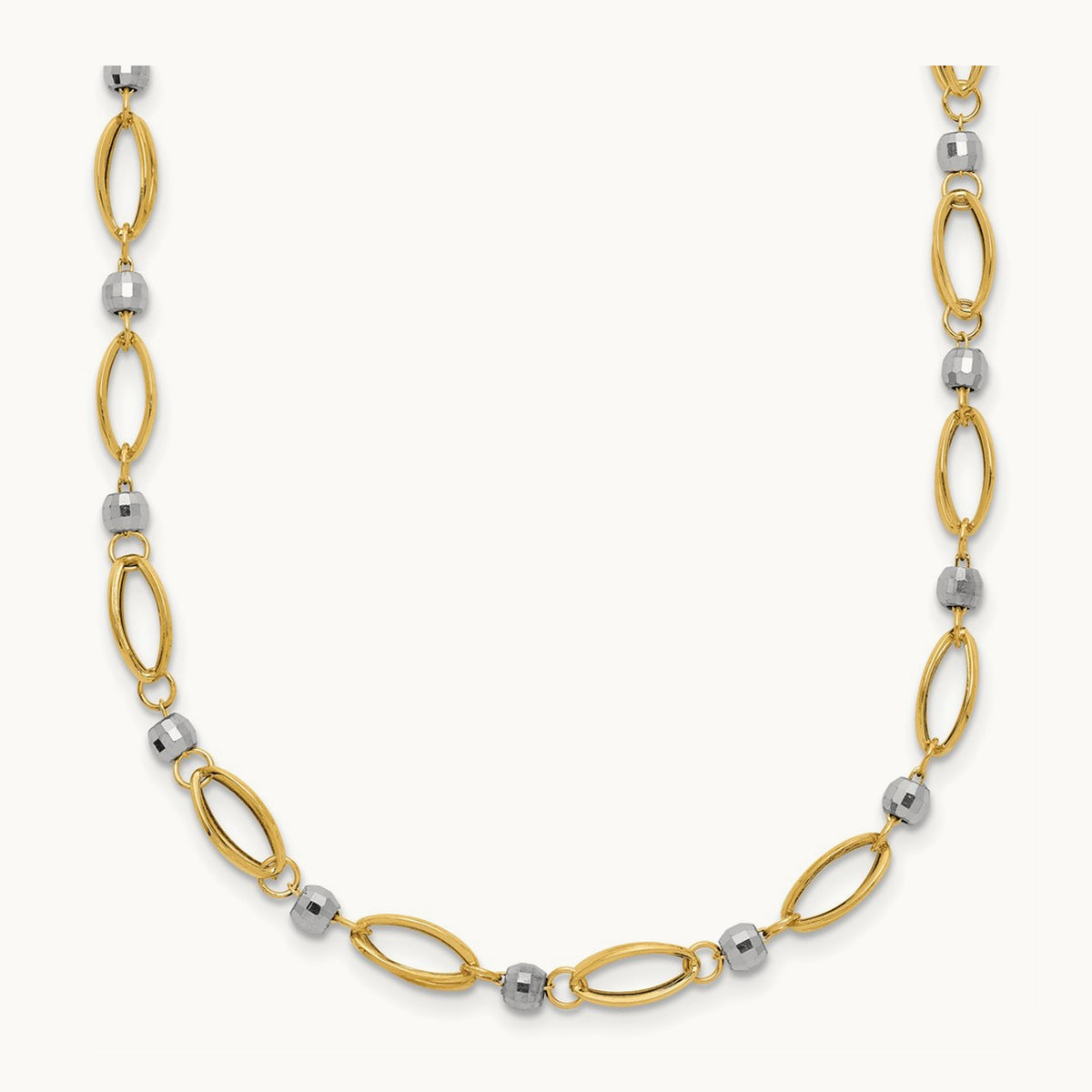 Fancy Mirror Bead Necklace, 14K Two-tone