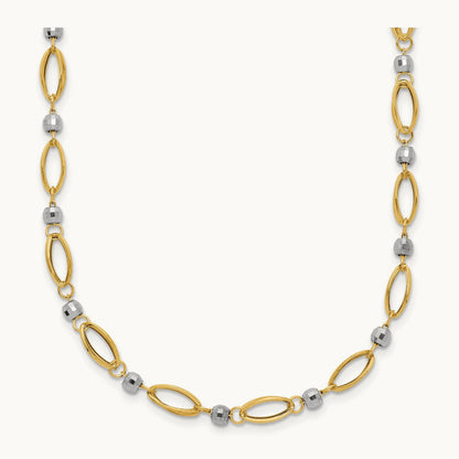 Fancy Mirror Bead Necklace, 14K Two-tone