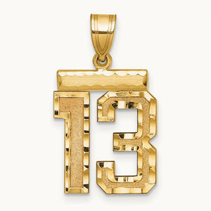 Medium Diamond-cut Number 13 Charm, 14K