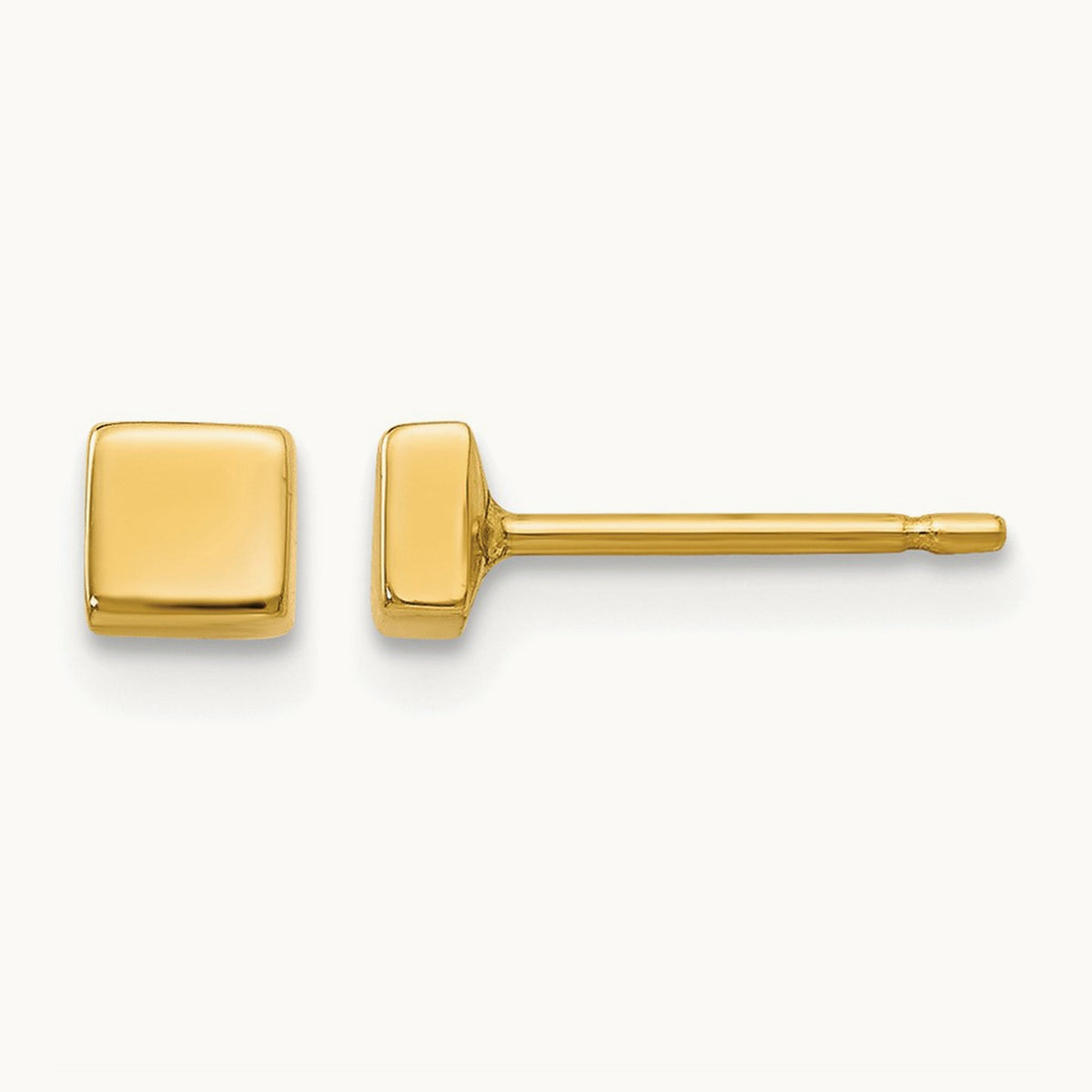 Polished Square Post Earrings — 3.5mm