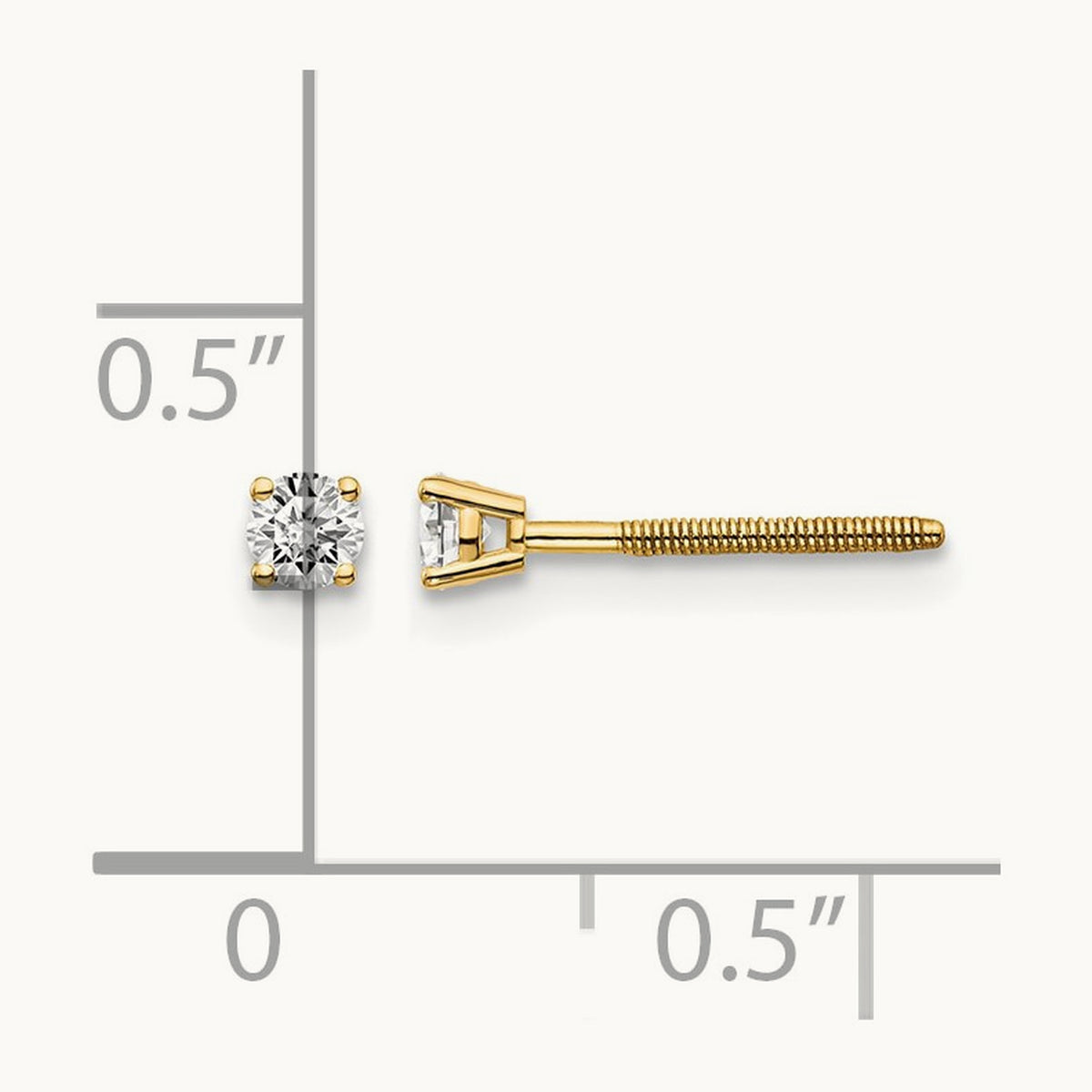 .15ct. VS2/SI1 G-I Diamond Stud Thread on/off Post Earrings, 14K Yellow Gold