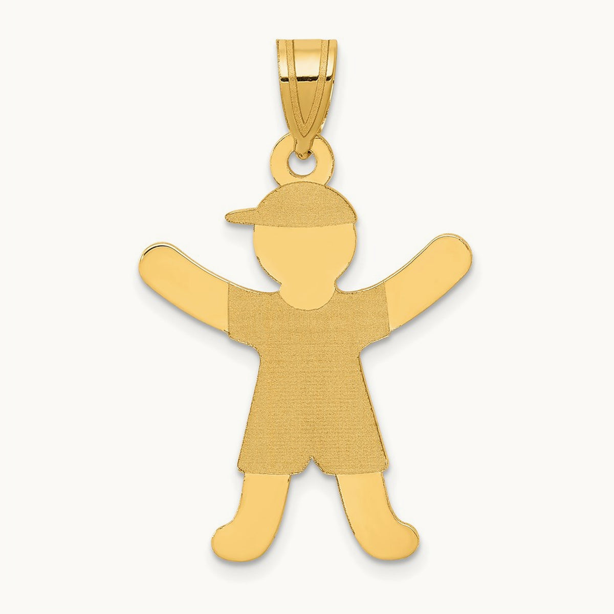 Laser Polished Boy with Hat Charm, 14K