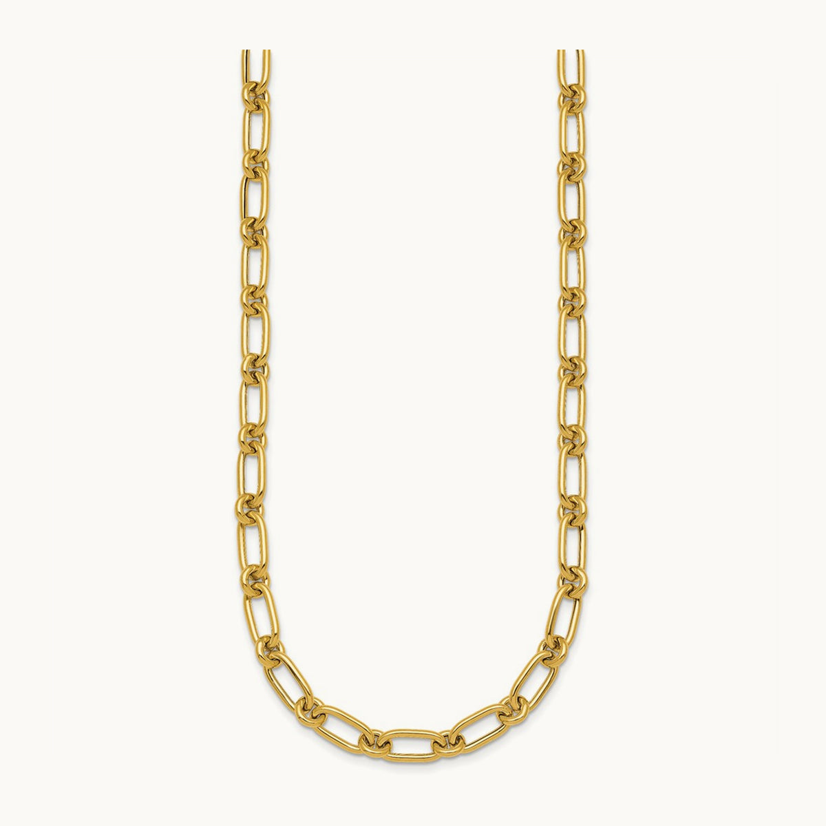 Polished Oval and Circle Link 18in Necklace, 14K