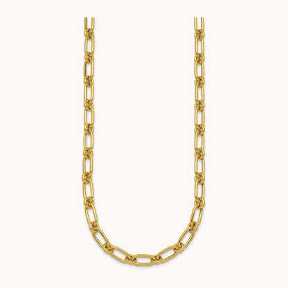 Polished Oval and Circle Link 18in Necklace, 14K