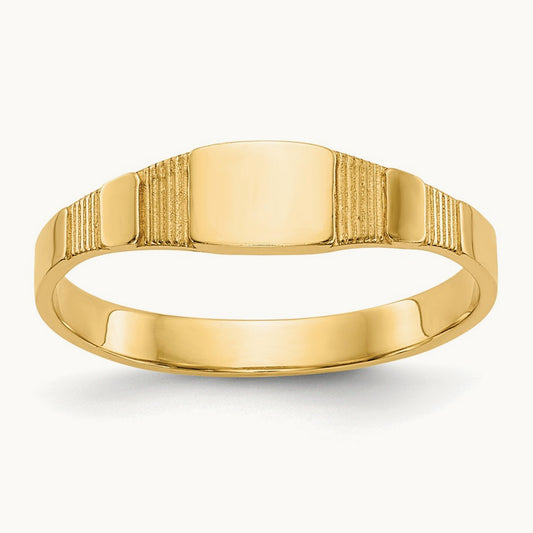 Polished Square Baby Signet Ring, 14K