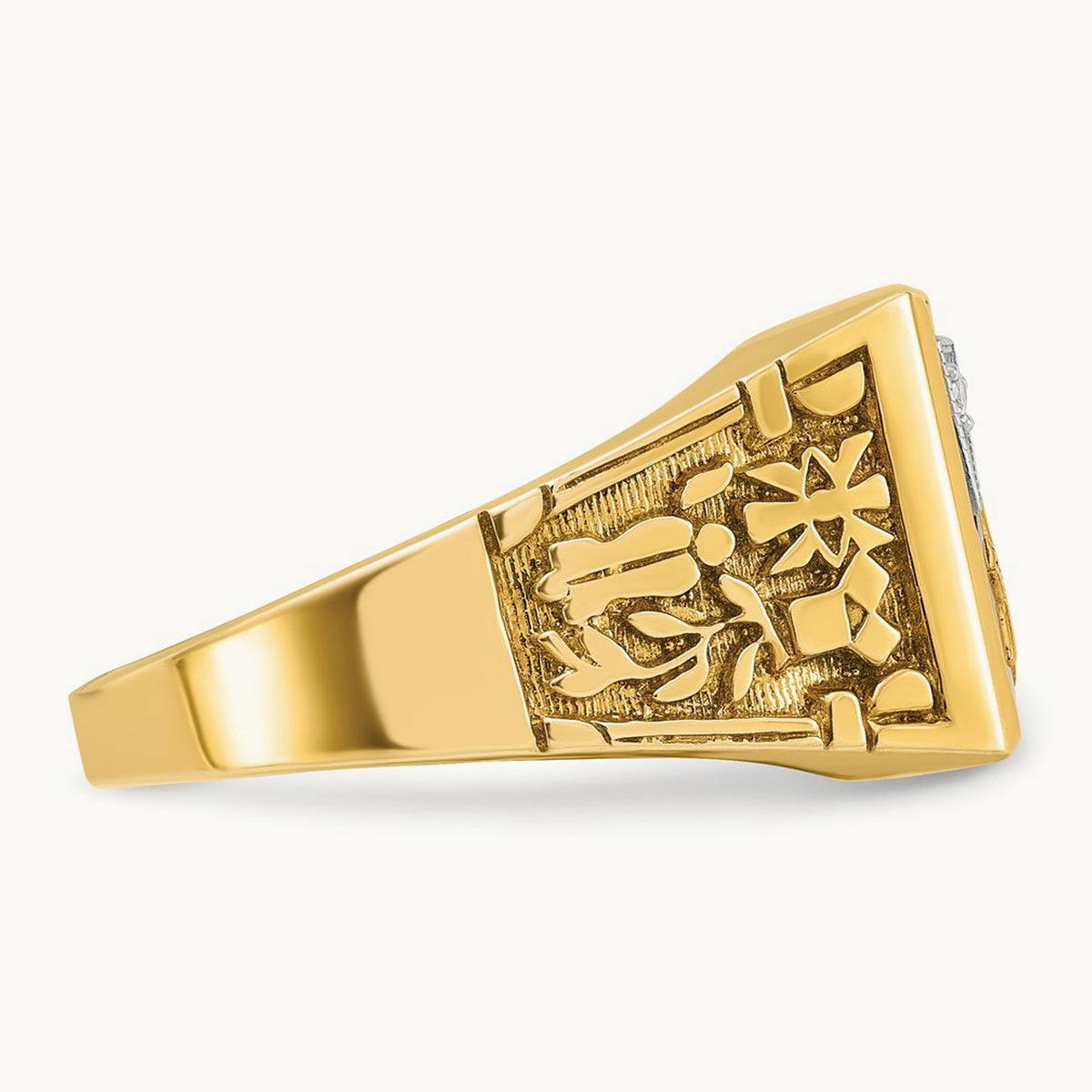 14ktt IBGoodman Men's Lab Cr. Ruby & Dia Blue Lodge Masonic Ring