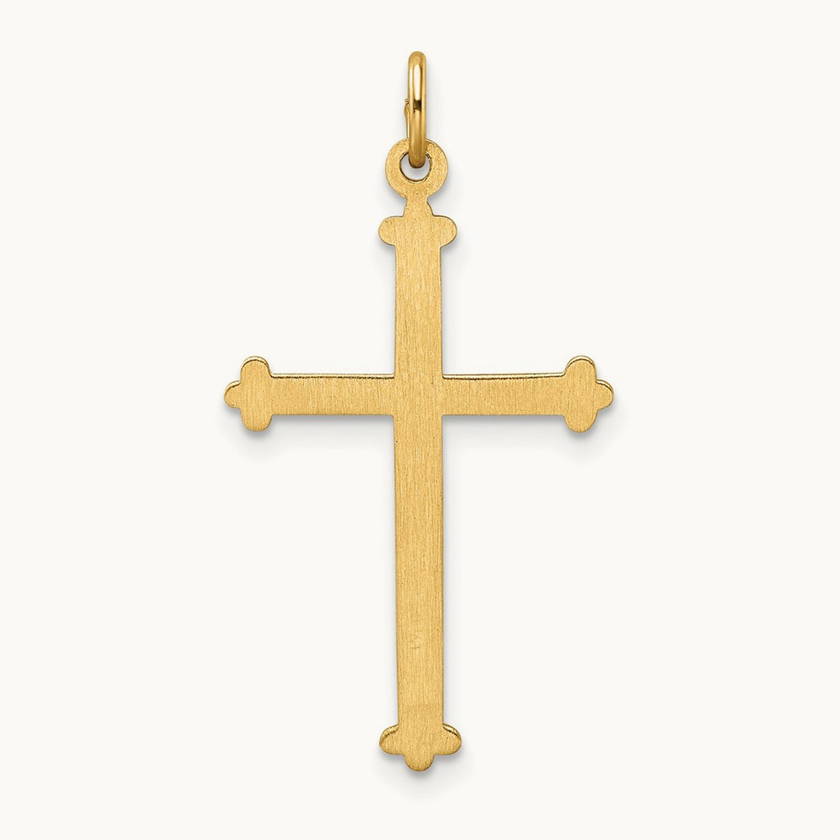 Polished and Textured Solid Diamond Shape Cross Pendant, 14K