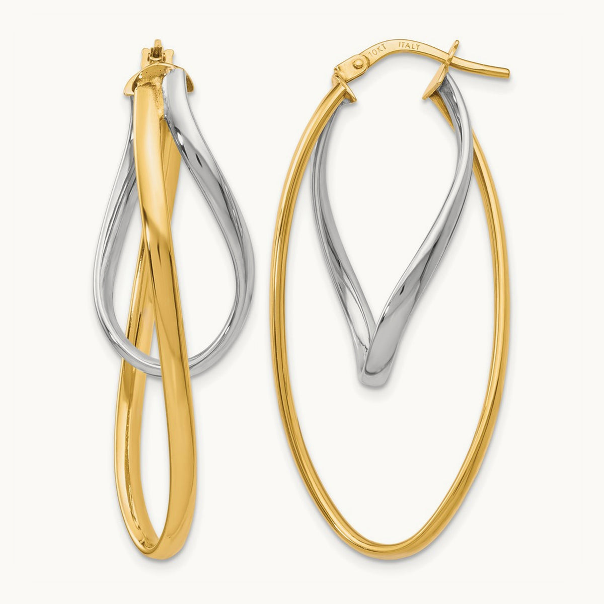 Polished Hoop Earrings, 10K Two-tone — Leslie's