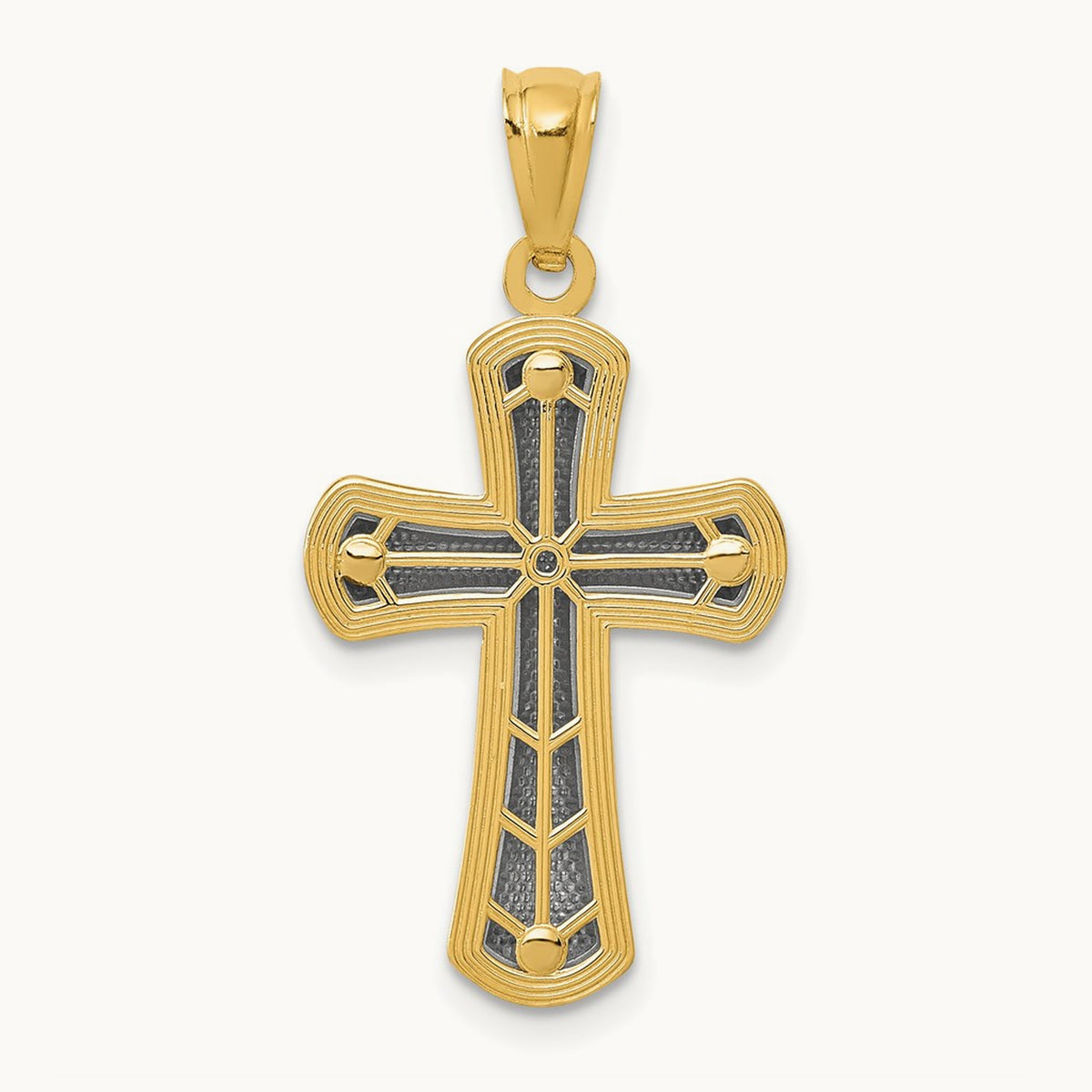 Rhodium Polished Cross Pendant, 14K