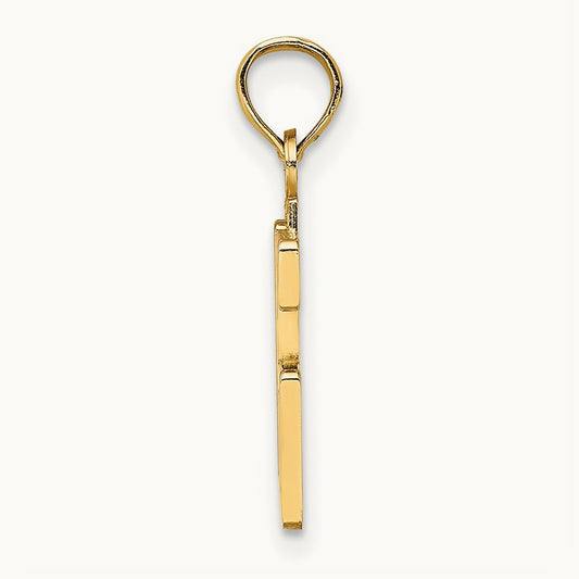 Polished Number 16 Pendant — 14K Yellow Gold