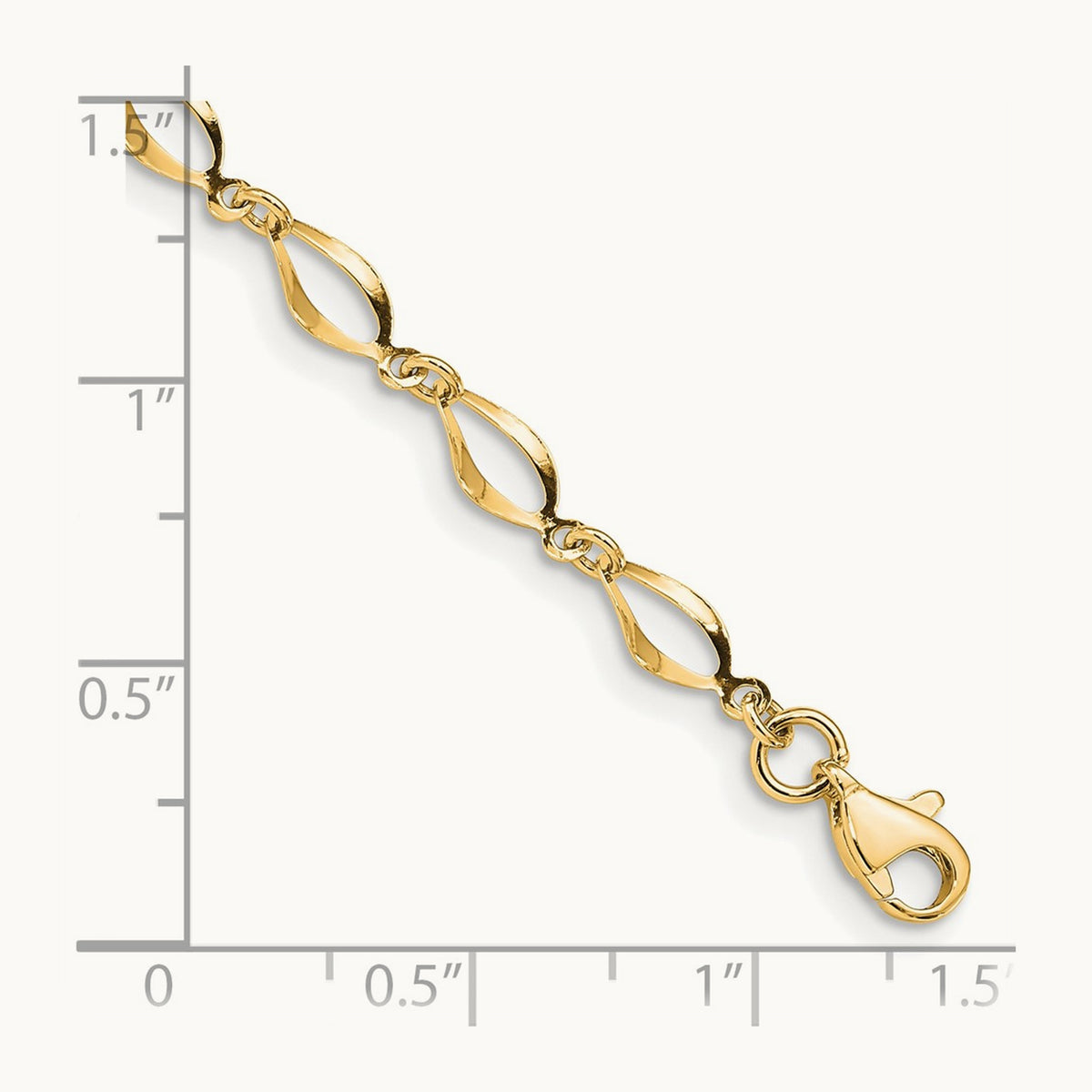 Polished Fancy Link Bracelet — 14K Yellow Gold