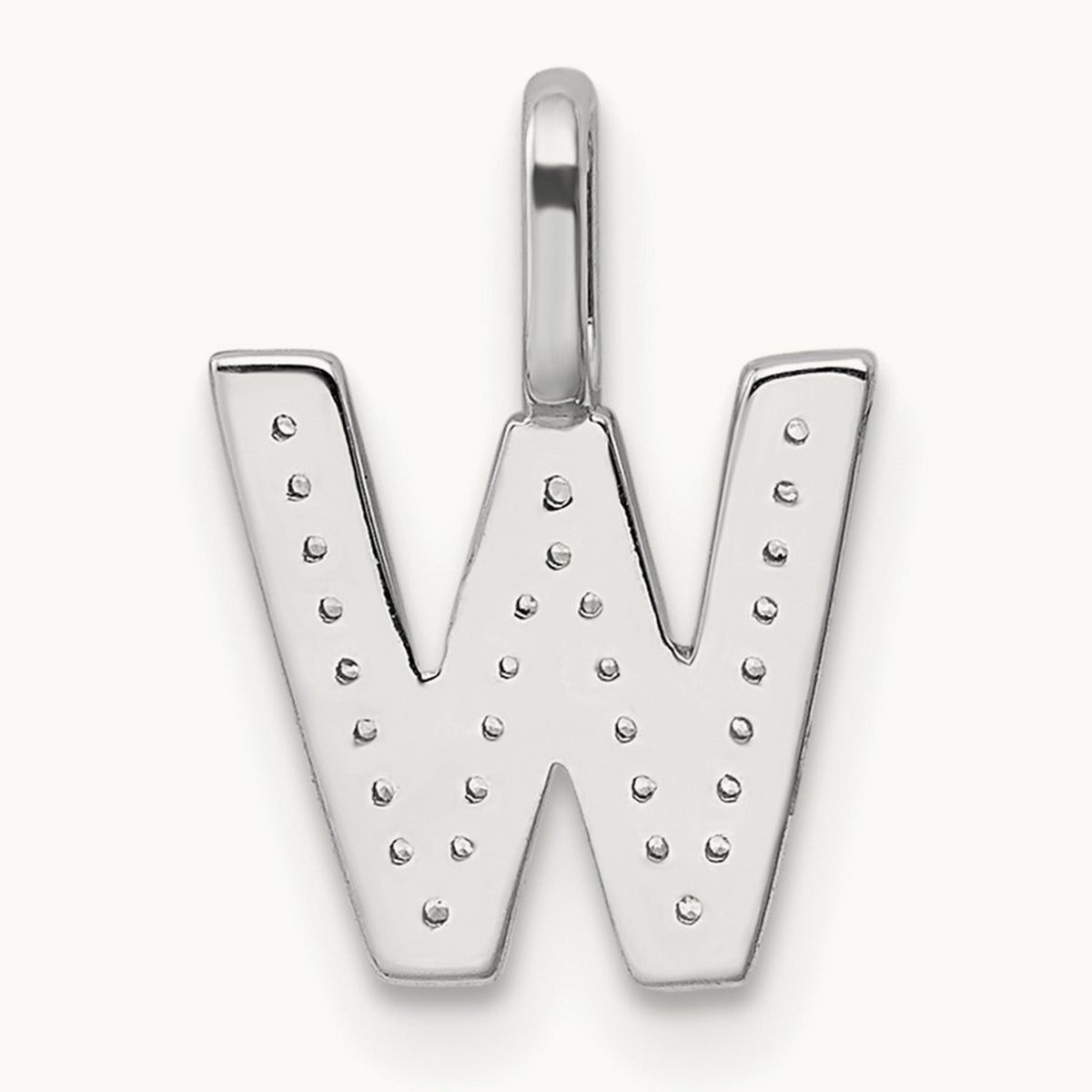 Diamond Letter W Initial Pendant, 14K White Gold