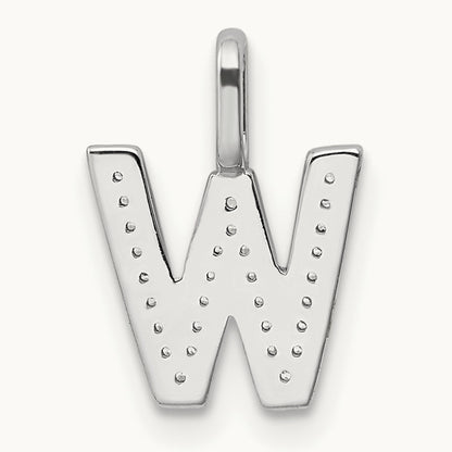 Diamond Letter W Initial Pendant, 14K White Gold