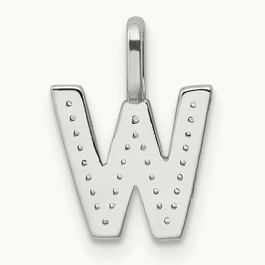 Diamond Letter W Initial Pendant, 14K White Gold