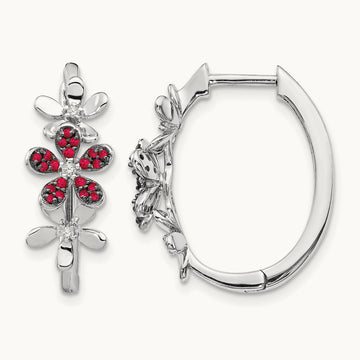Diamond and Ruby Earrings, 14K White Gold