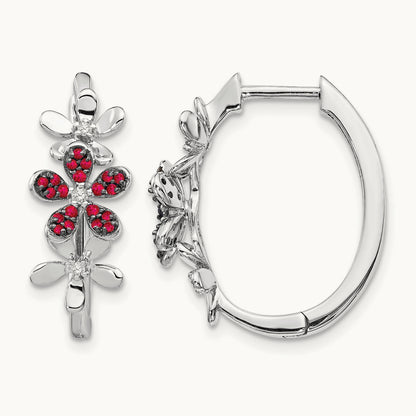 Diamond and Ruby Earrings, 14K White Gold