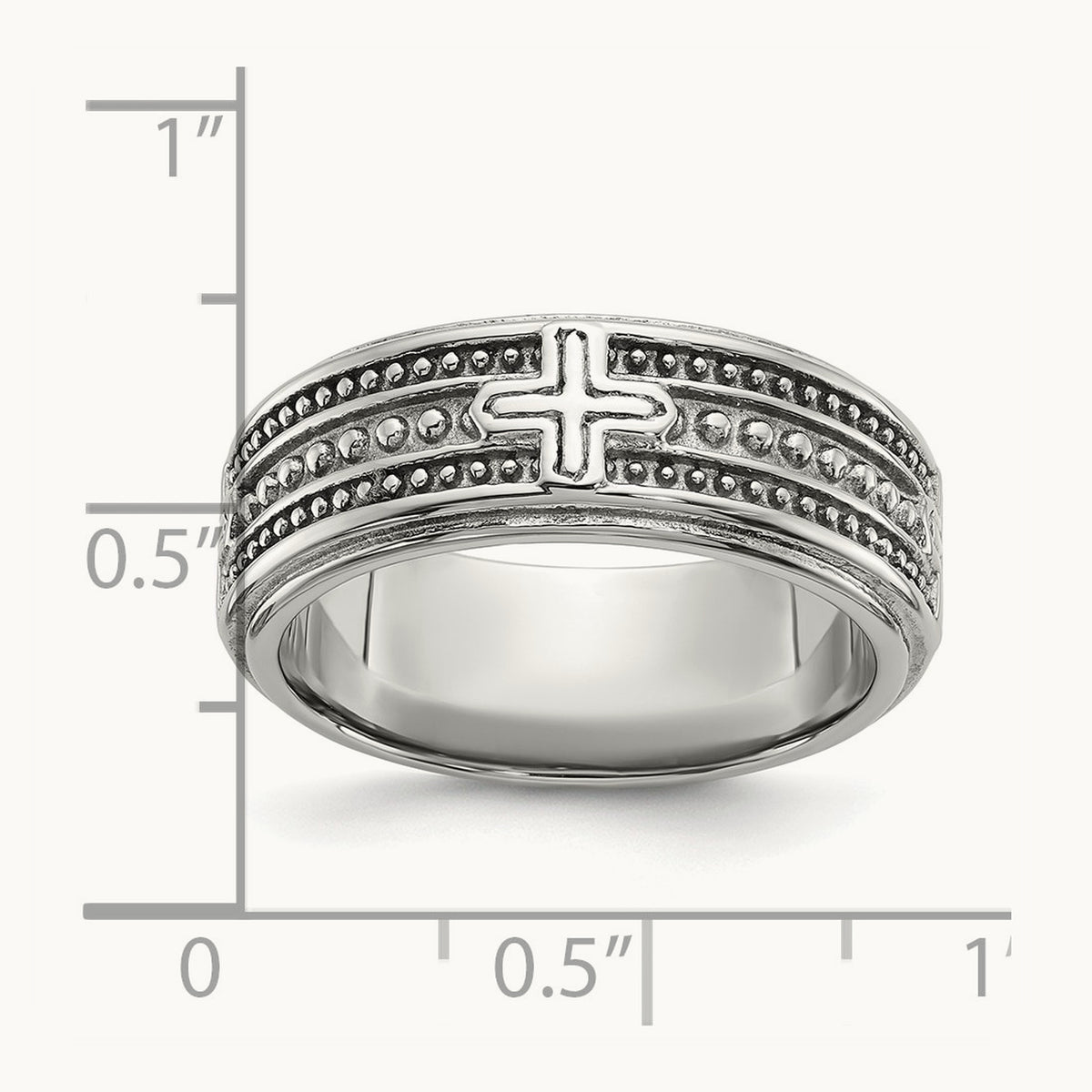 Polished Cross Grooved Band, 7.7mm, Stainless Steel
