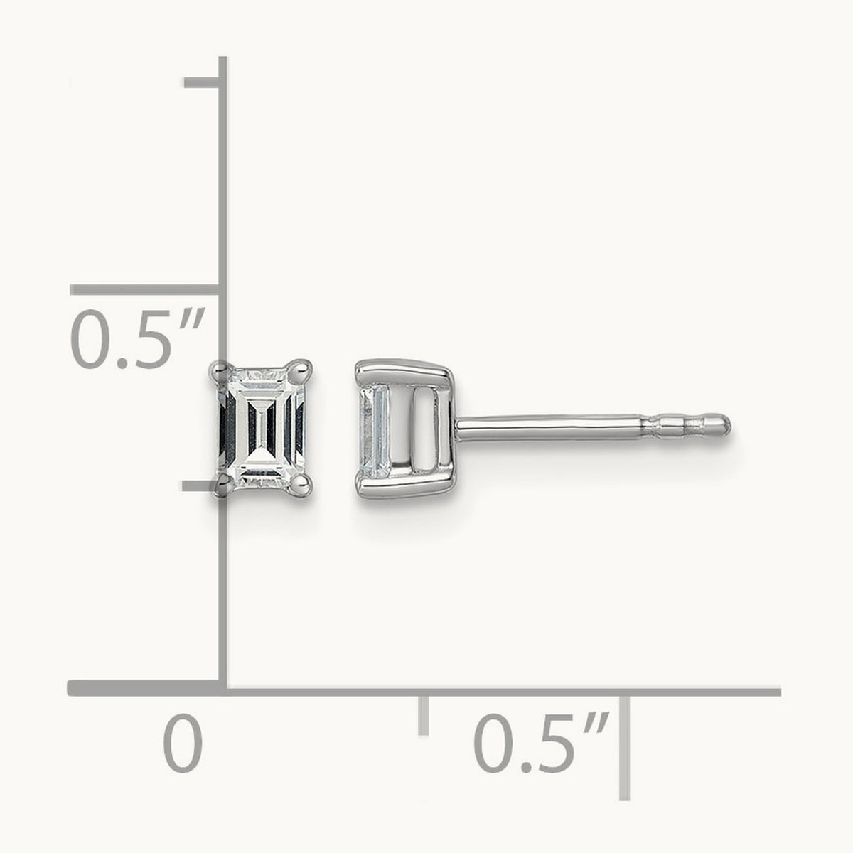 Emerald Four-Prong Stud Earrings, 0.50-6.00 ct tw Lab-Grown Diamond — 1/2 ct, 14K White Gold