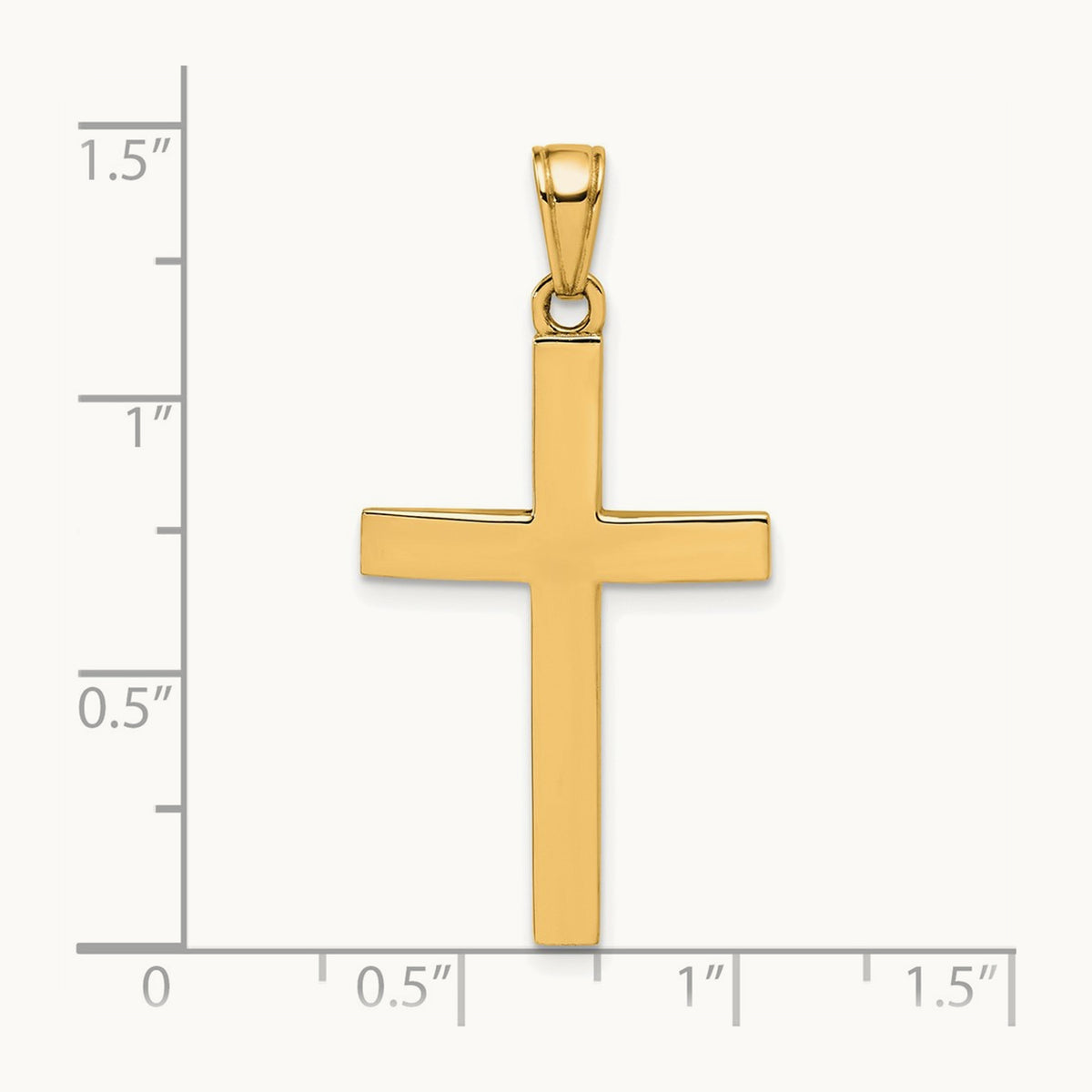Polished Beveled Cross Charm — 14K Yellow Gold