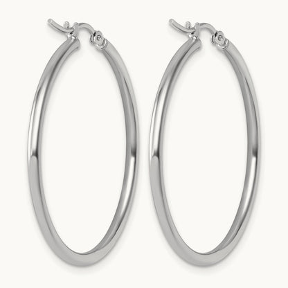 Polished Hinged Hoop Earrings, 10K White Gold — Leslie's