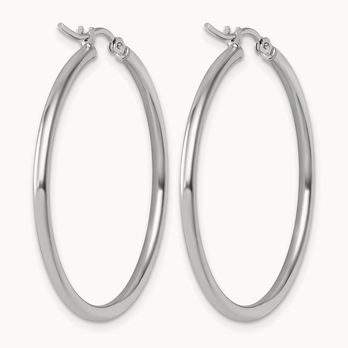 Polished Hinged Hoop Earrings, 10K White Gold — Leslie's
