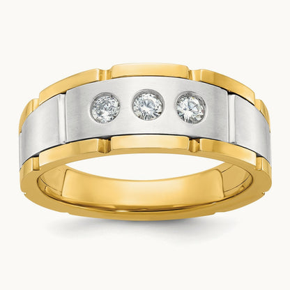 3 Stone Men's Ring, 0.25 ct tw Lab-Grown Diamond