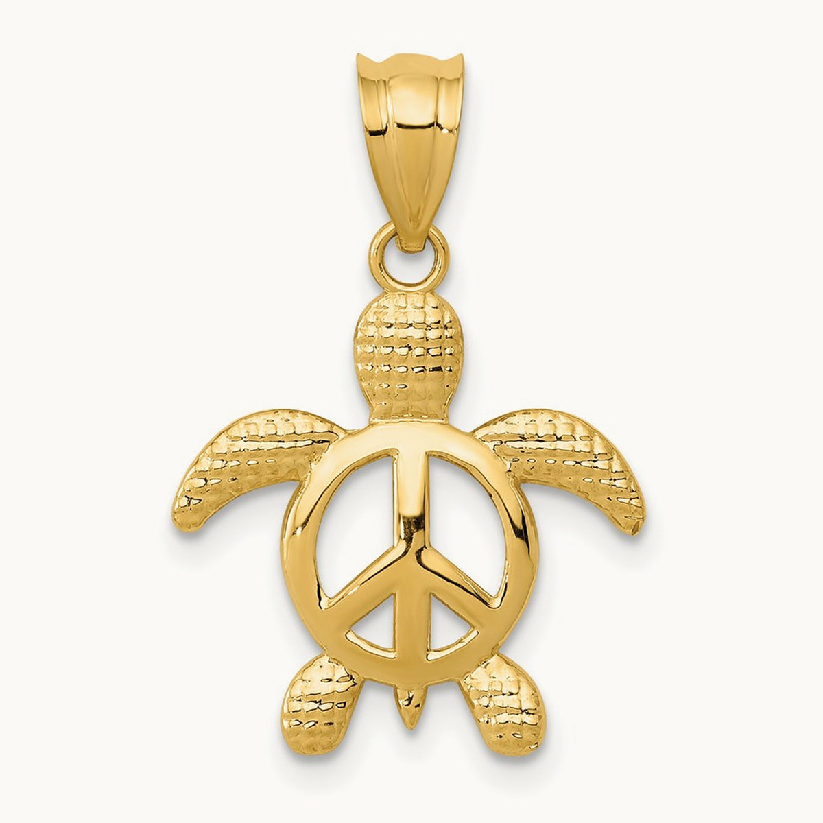 Peace Turtle Pendant, 14K