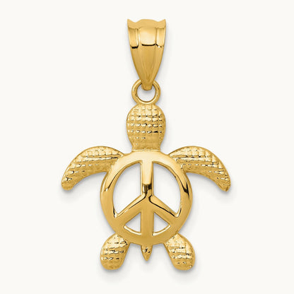 Peace Turtle Pendant, 14K