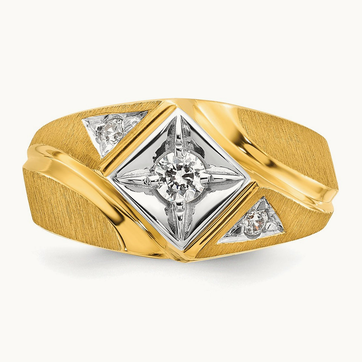 Men's Satin Diamond Complete Ring — IBGoodman