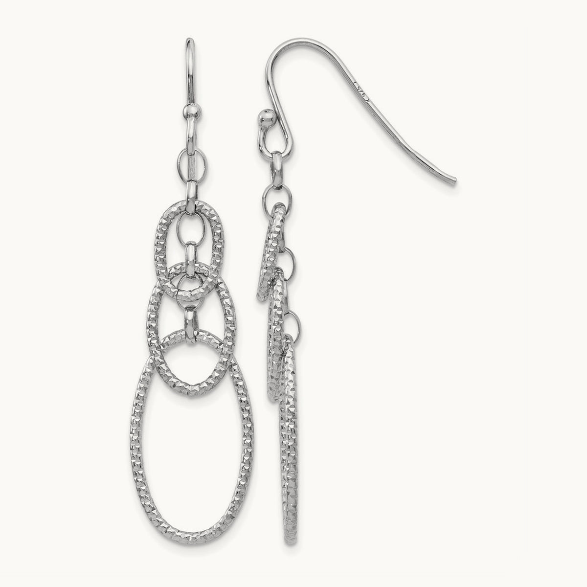 RH-plt Textured Dangle Shepherd Hook Earrings, Sterling Silver — Leslie's
