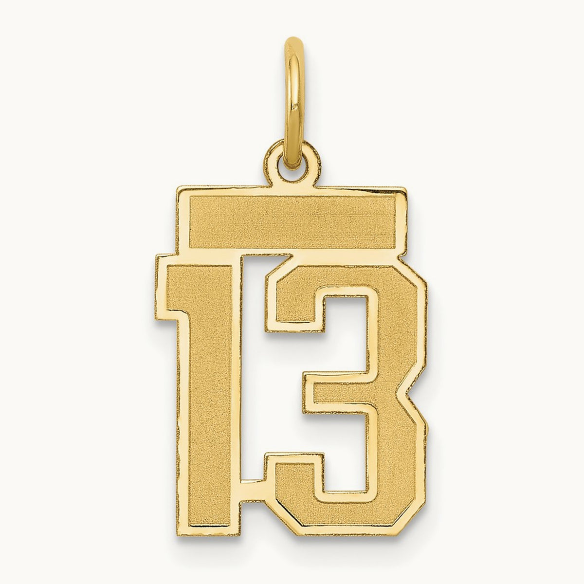 Small Satin Number 13 Charm, 14K