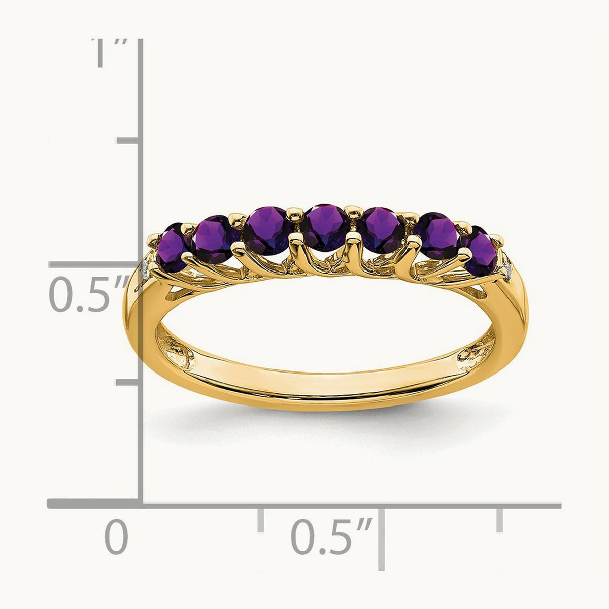 Amethyst and Diamond 7-stone Ring — 14K Yellow Gold