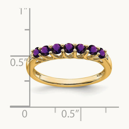 Amethyst and Diamond 7-stone Ring — 14K Yellow Gold