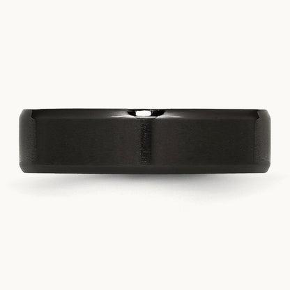 Polished Brushed Center Black IP Beveled Edge Band — 6mm
