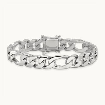 Hand-Polished Figaro Link Chain, 10mm, 14K White Gold