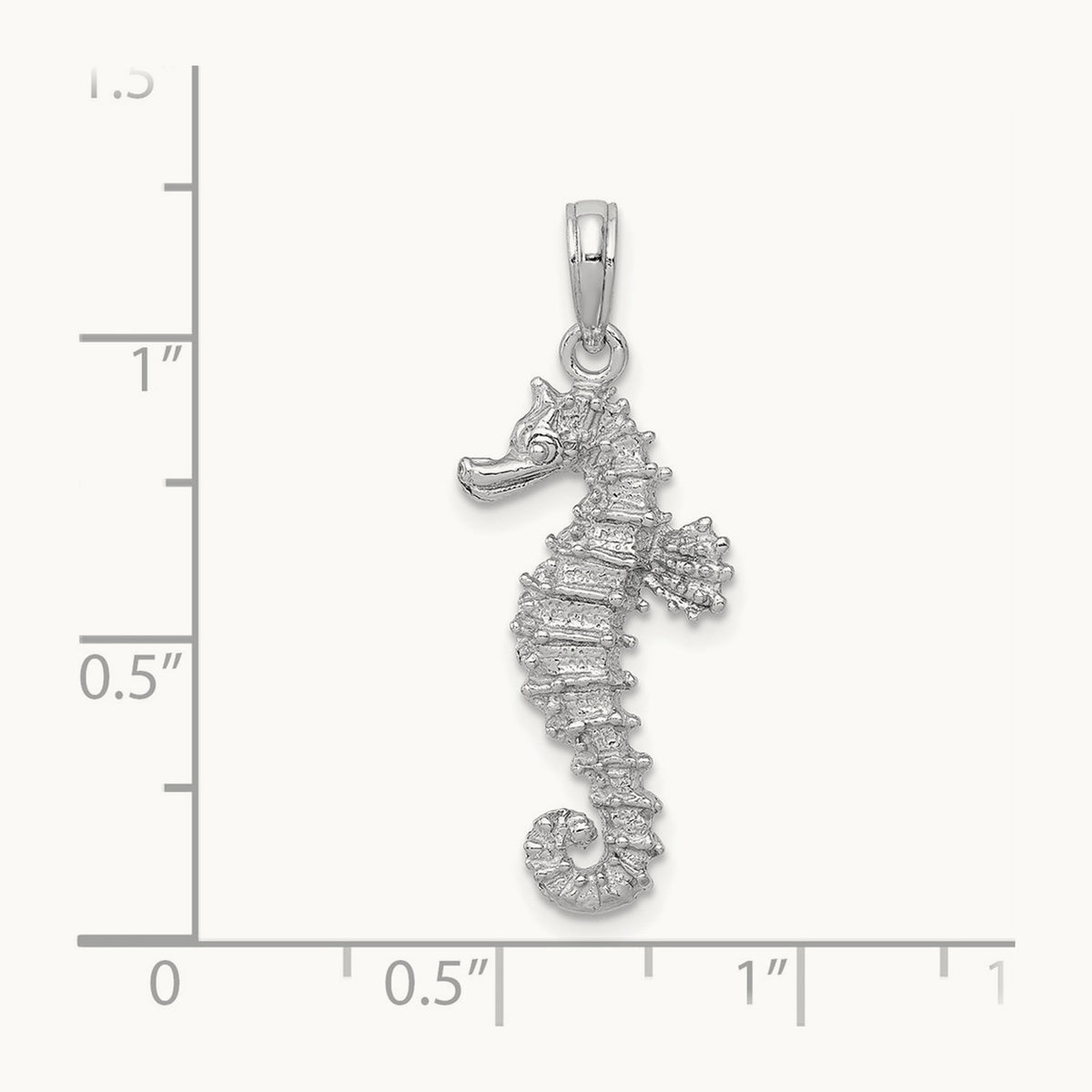 Polished Open-Backed Seahorse Pendant — 14K White Gold