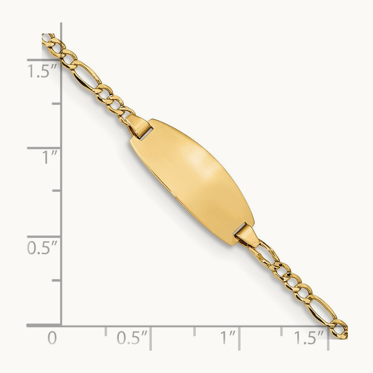 Semi-Solid Oval Figaro ID Bracelet — 14K Yellow Gold