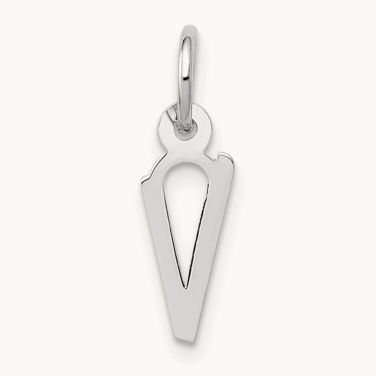 Small Slanted Block Initial Charm — 14K White Gold, V