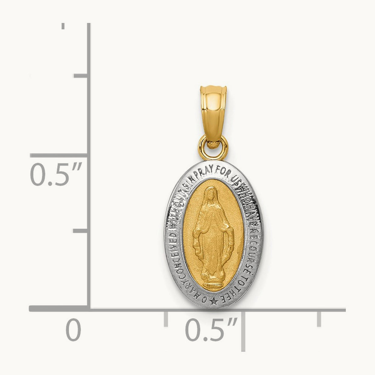 Miraculous Medal Charm — 14K Two-Tone Gold, 19.25mm