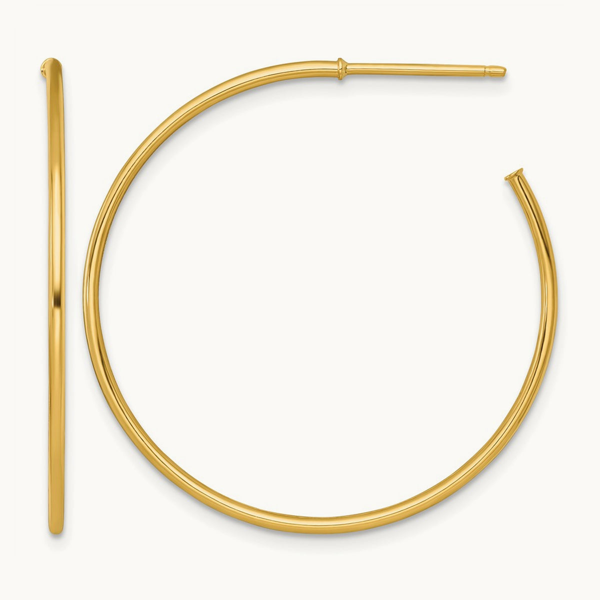 1.2 x Polished Post Hoop Earrings, 35mm, 14K