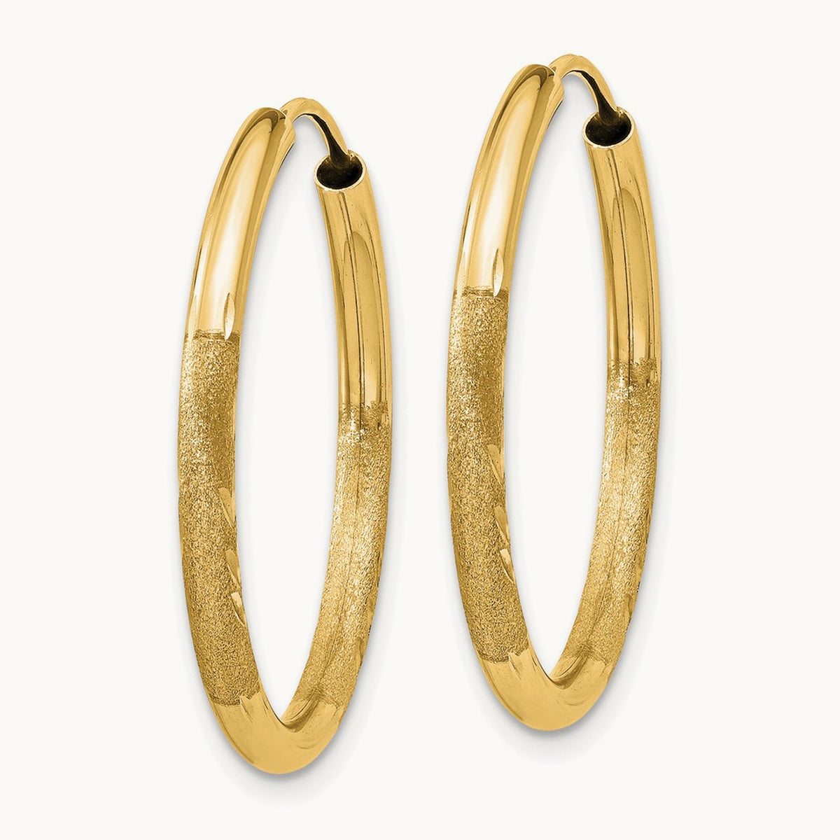 Satin Diamond-cut Endless Hoop Earrings — 25mm, 2mm