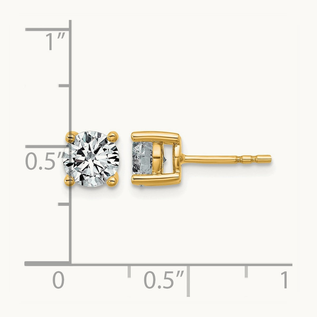 Round Lightweight Earrings, 0.25-6.00 ct tw Lab-Grown Diamond — 1 1/2 ct, 14K Yellow Gold