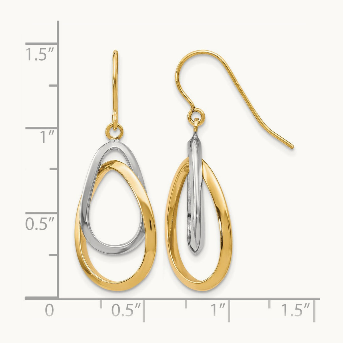 Polished Shepherd Hook Dangle Earrings, 10K Two-tone — Leslie's