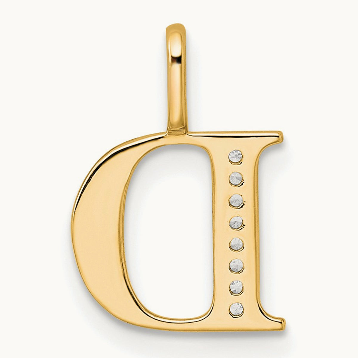 Diamond Letter D Initial Pendant, 14K