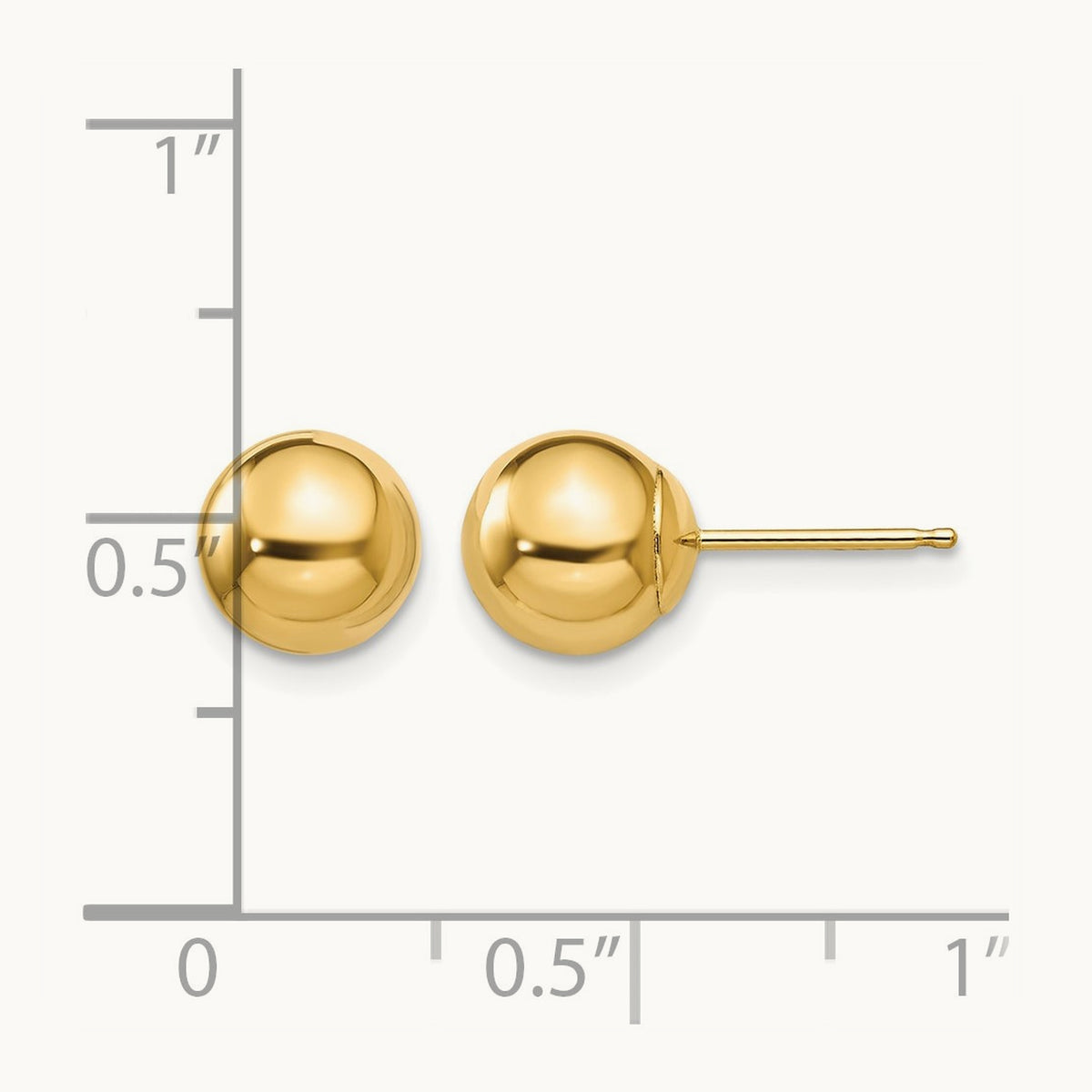 Polished Ball Post Earrings — 14K Yellow Gold, 7mm