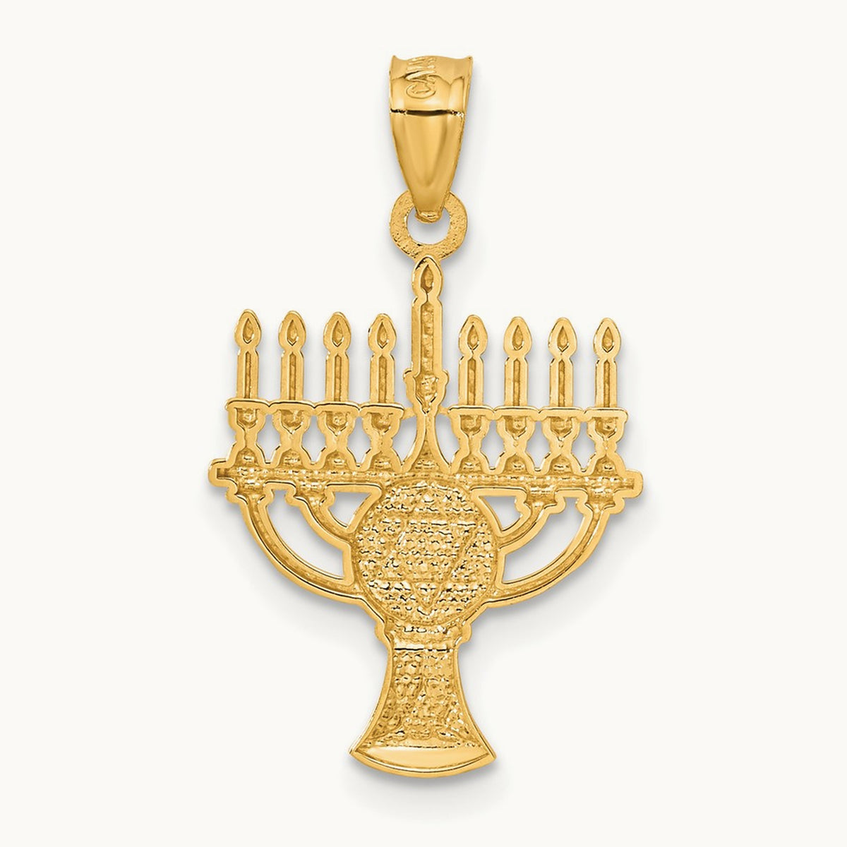 w/ White Rhodium Menorah Pendant, 14K
