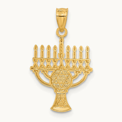 w/ White Rhodium Menorah Pendant, 14K