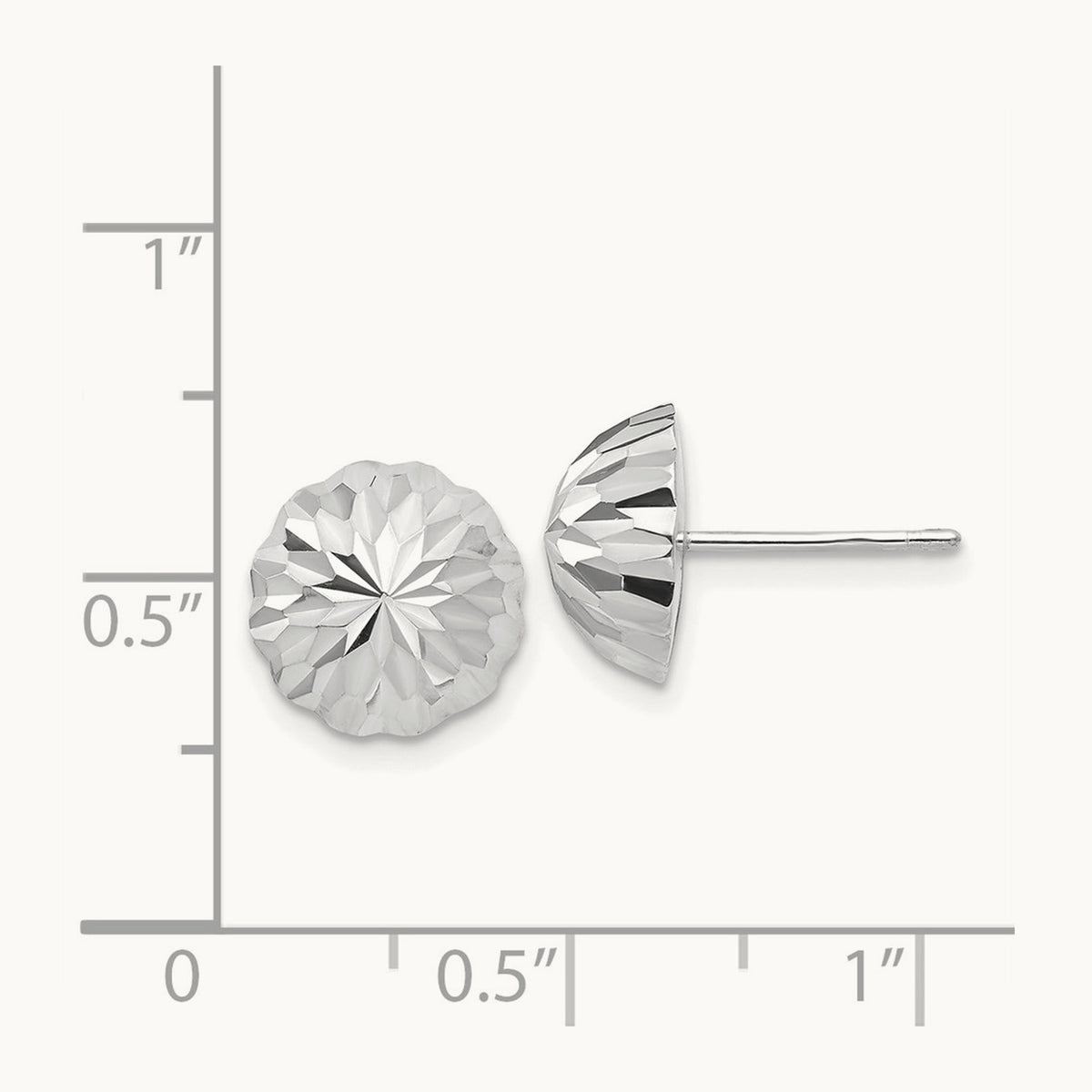 Polished & Diamond-Cut Half Ball Post Earrings — 9.5mm