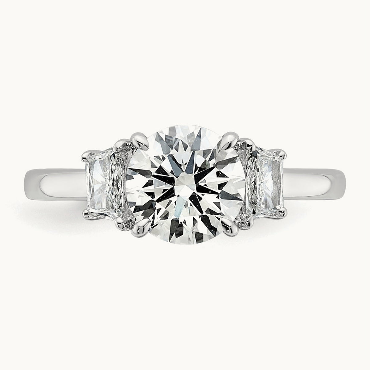 Trapezoid Sidestones Engagement Ring, 0.25-3.75 ct tw Lab-Grown Diamond — 1 7/8 ct, VS (Best) · Certified, 14K White Gold